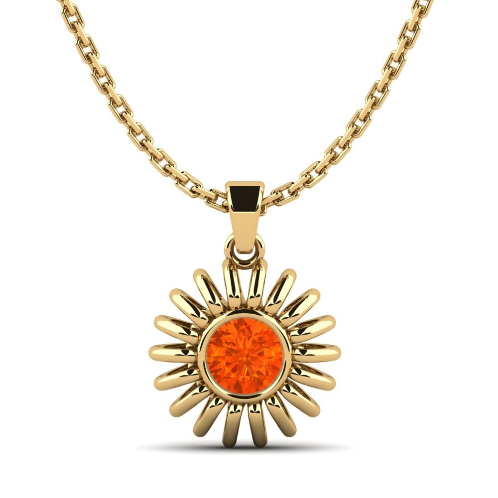 9k Oro Amarillo Ópalo Fuego Colgante de Mujer Coble