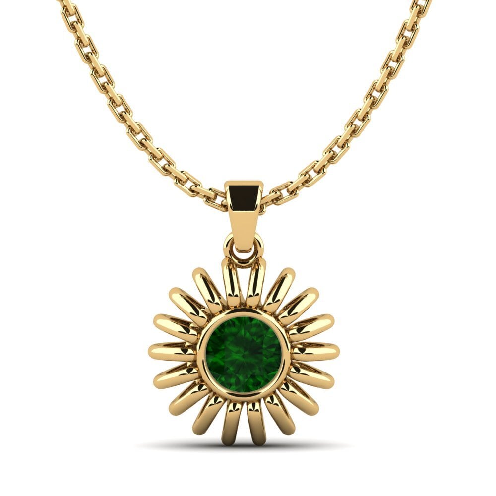 18k Oro Amarillo Turmalina verde Colgante de Mujer Coble
