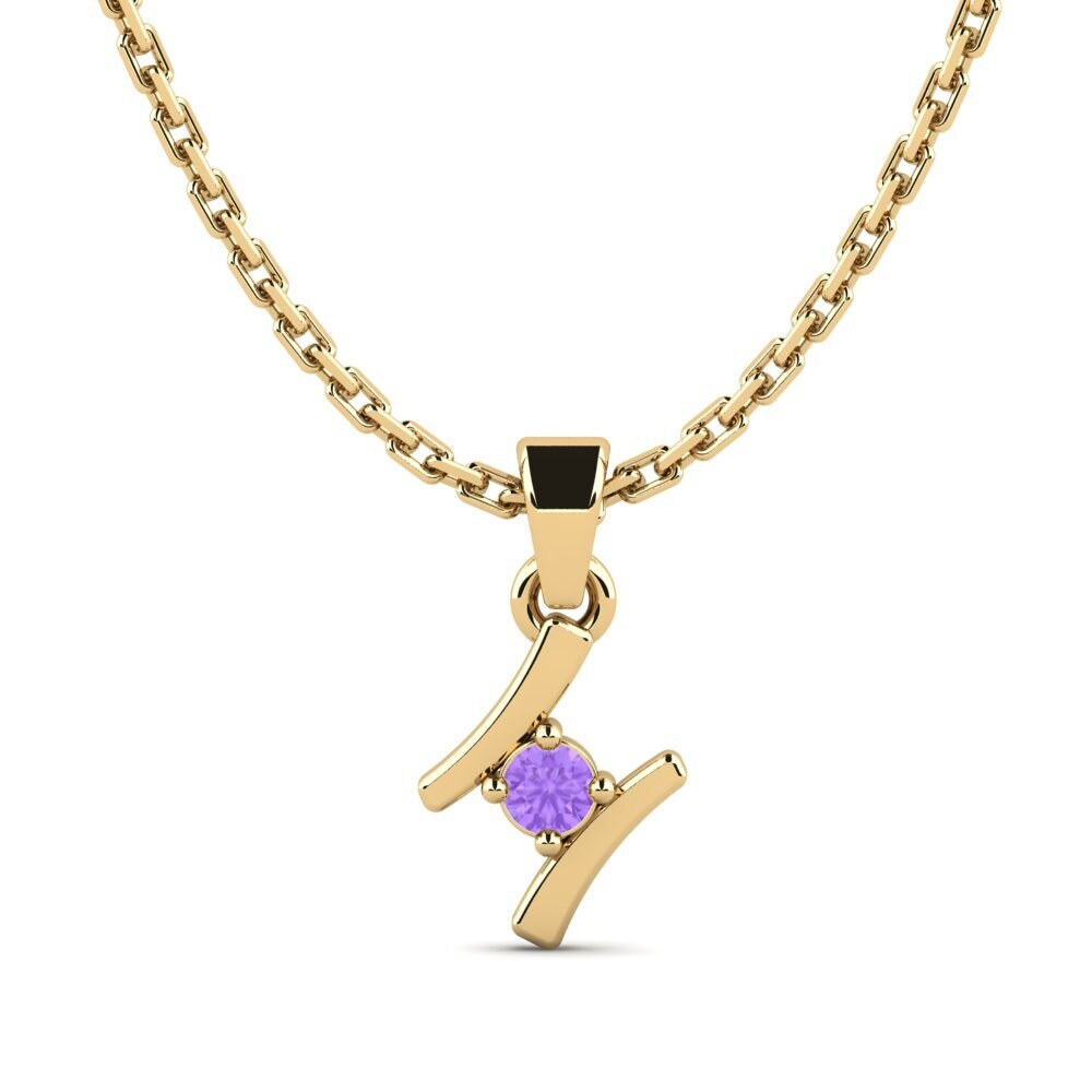 14k Oro Amarillo Amatista Colgante de Mujer Criquet
