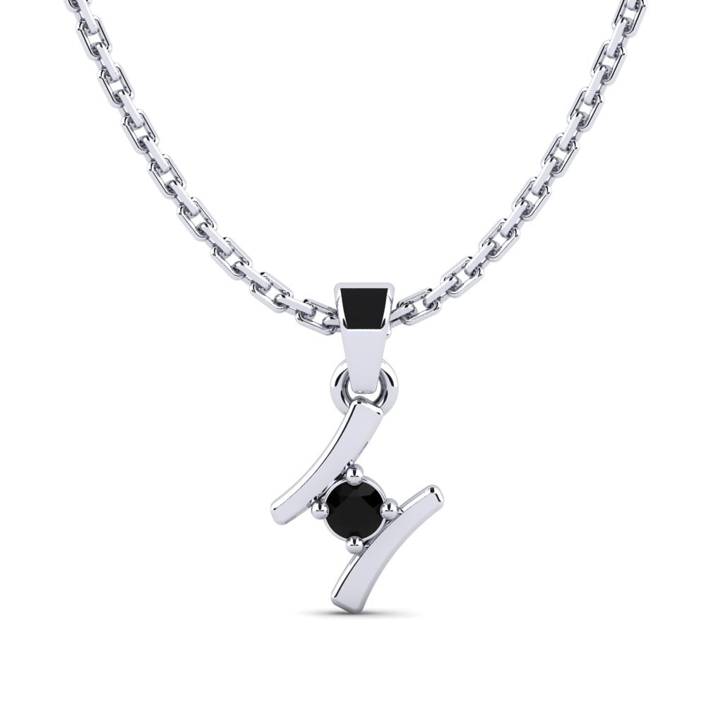 Platino 950 Zafiro negro Colgante de Mujer Criquet