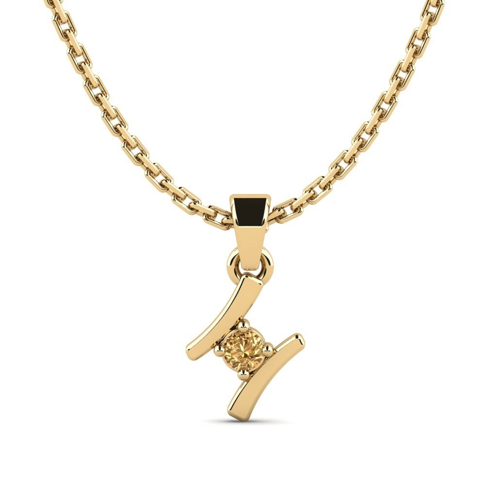 14k Oro Amarillo Diamante café Colgante de Mujer Criquet