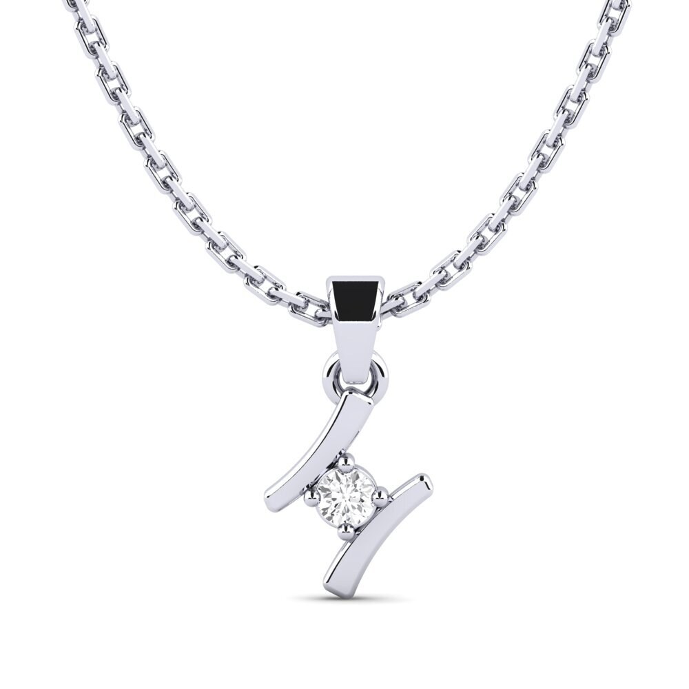 14k Oro Blanco Zafiro blanco Colgante de Mujer Criquet