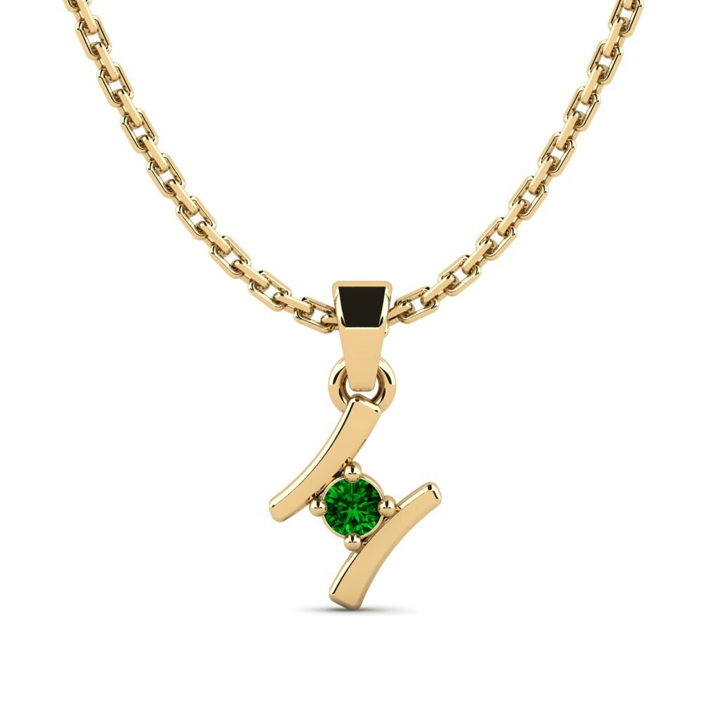 9k Oro Amarillo Circonita Verde Colgante de Mujer Criquet