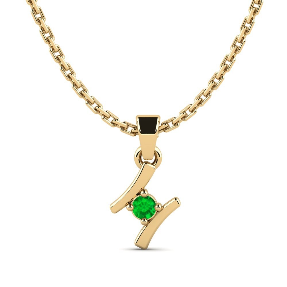 14k Oro Amarillo Esmeralda Colgante de Mujer Criquet
