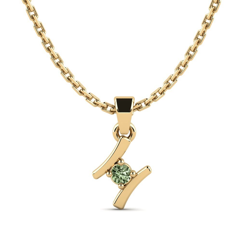 14k Oro Amarillo Diamante Verde Colgante de Mujer Criquet