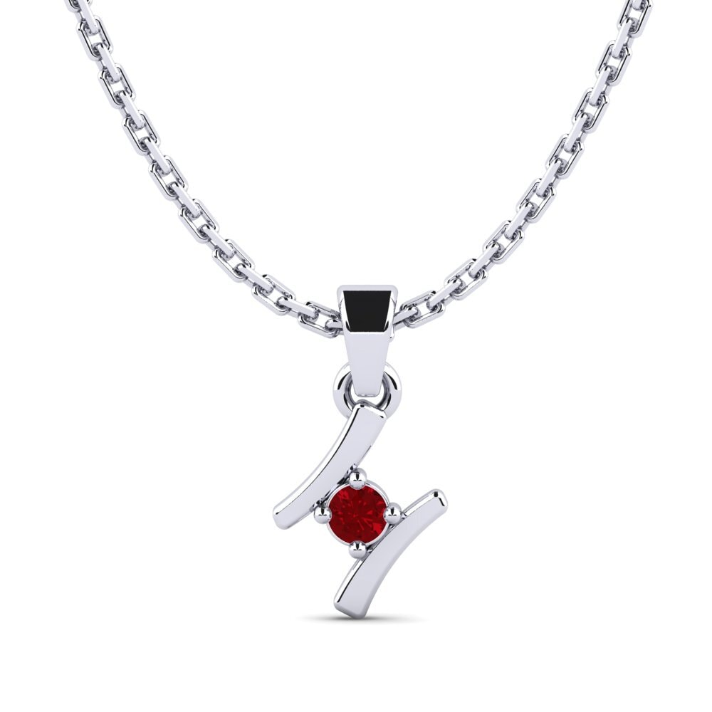 Platino 950 Circonita Roja Colgante de Mujer Criquet