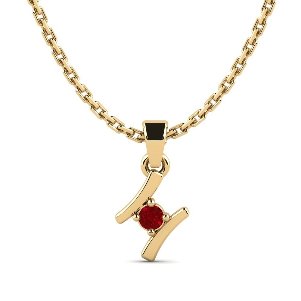 9k Oro Amarillo Circonita Roja Colgante de Mujer Criquet