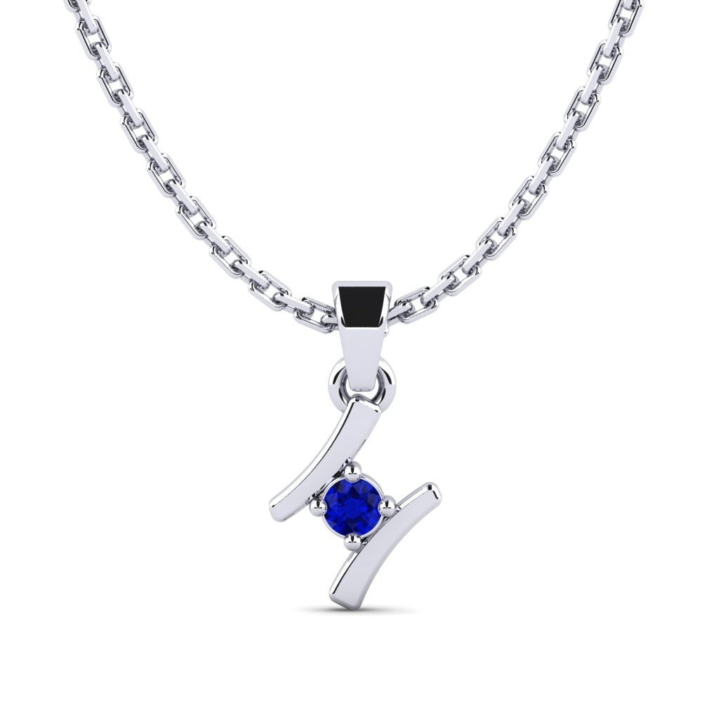 18k Oro Blanco Zafiro Colgante de Mujer Criquet