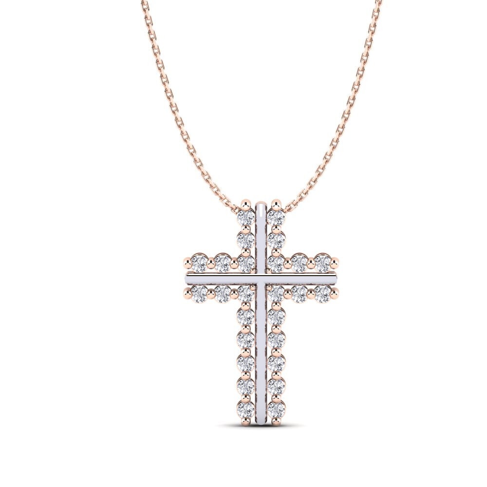 9ct Rose & White Gold Women's Pendant Crucifix