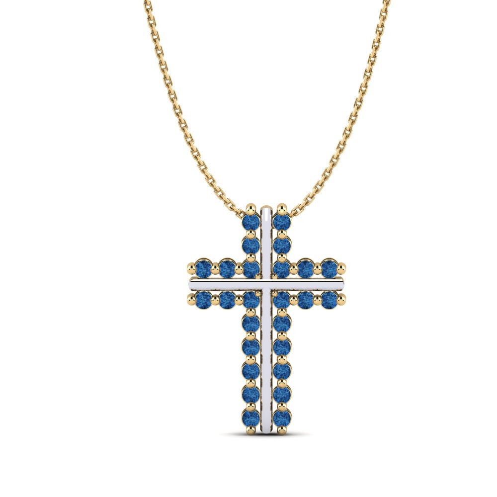 Cruz Circonita Azul Oscuro Colgantes
