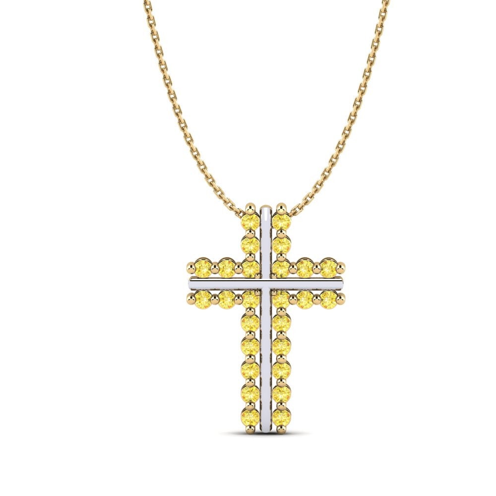 Cross Yellow Sapphire Necklaces