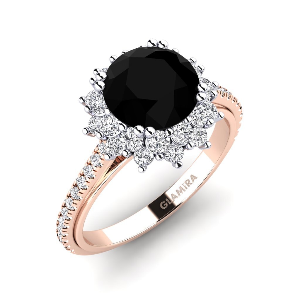Or Rose & Blanc 585 Diamant Noir Bague de fiançailles Daffney 2.0 crt