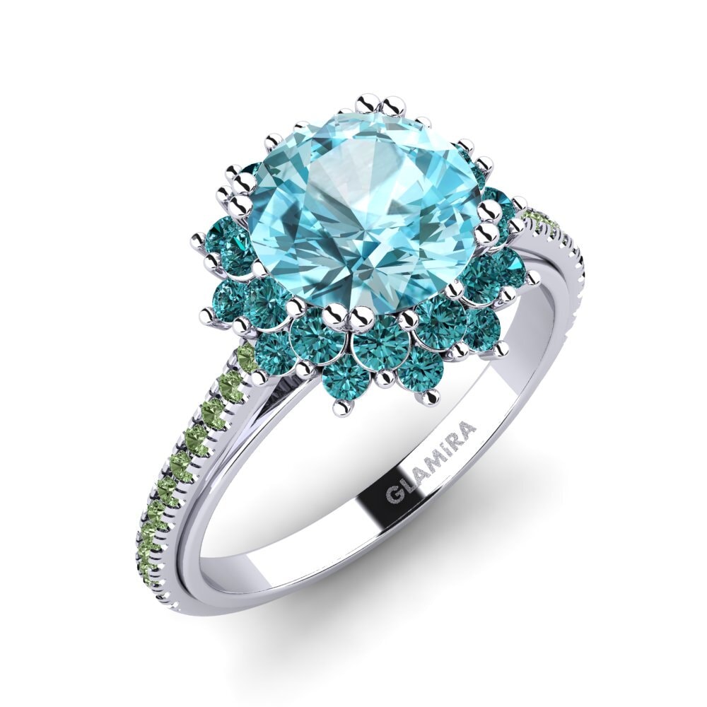 Blue Zircon Engagement Ring Daffney 2.0 crt