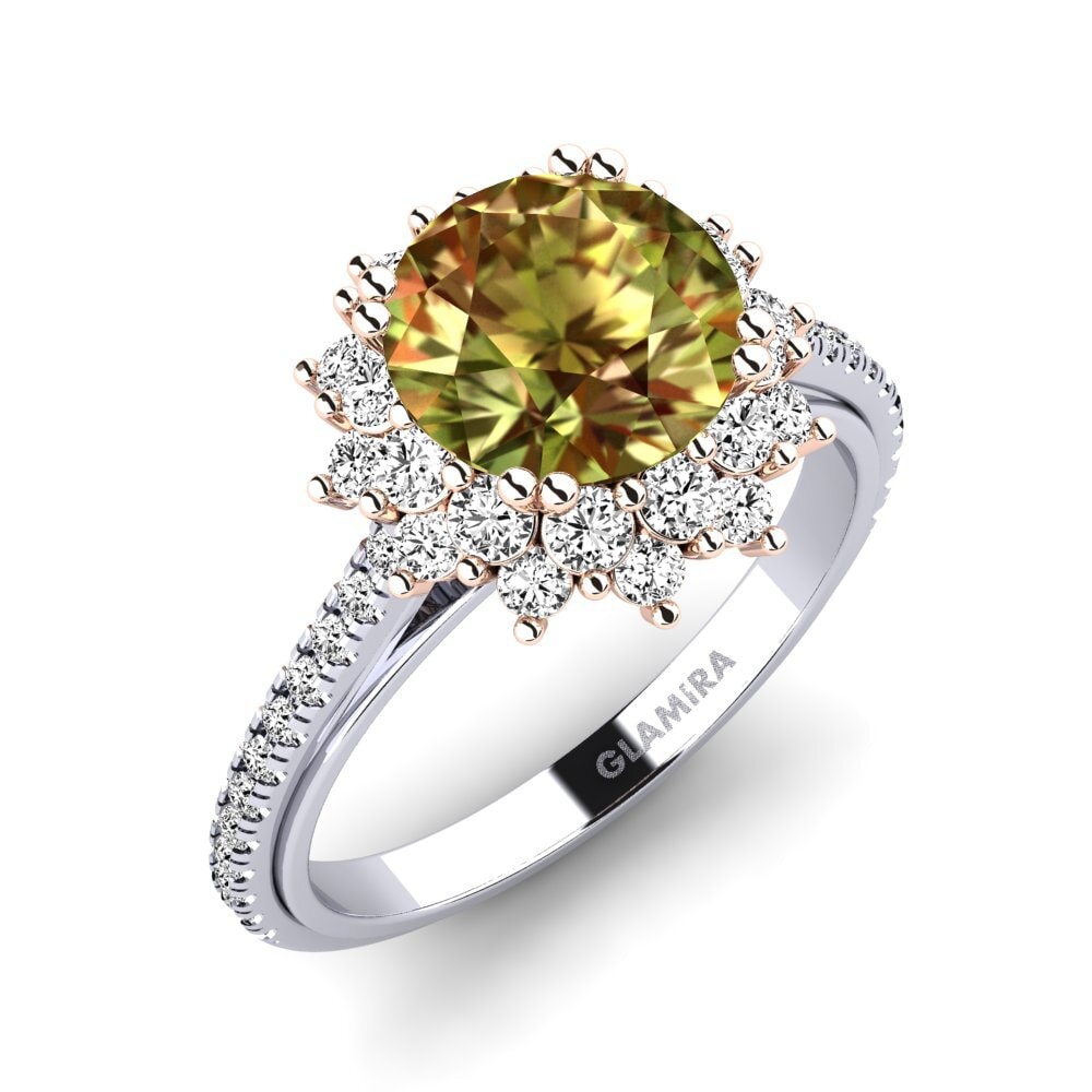 18k Oro Blanco & Rosa Piedra Sultana Anillo de compromiso Daffney 2.0 crt
