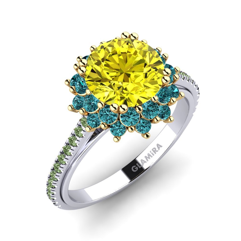 14ct White & Yellow Gold Engagement Ring Daffney 2.0 crt
