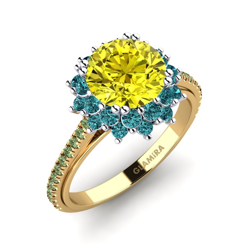 18k Oro Amarillo & Blanco Anillo de compromiso Daffney 2.0 crt