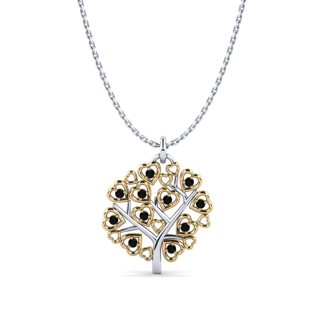 14ct White & Yellow Gold Black Sapphire Women's Pendant Daina