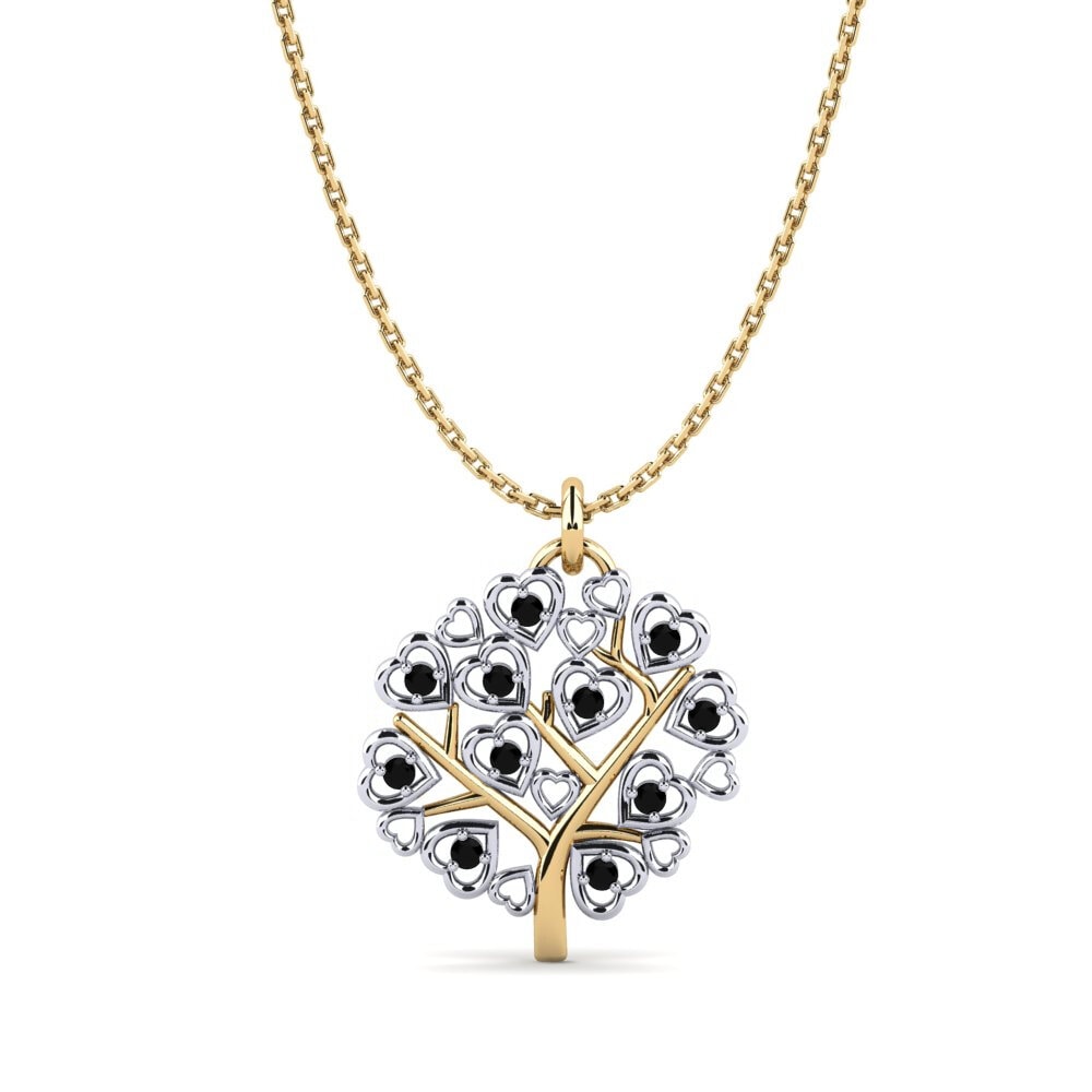 14ct Yellow & White Gold Black Sapphire Women's Pendant Daina
