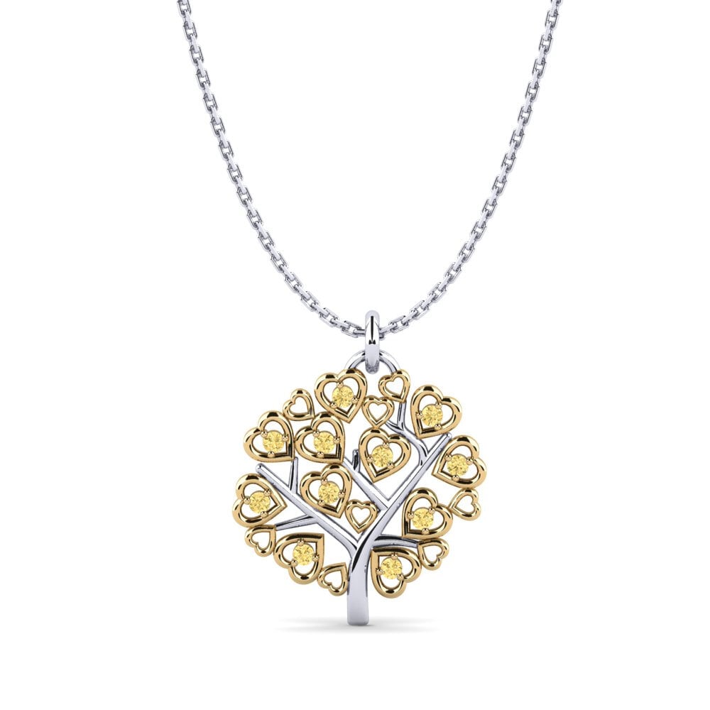 Vàng Trắng-Vàng 18K Kim Cương Vàng Mặt dây chuyền nữ Daina