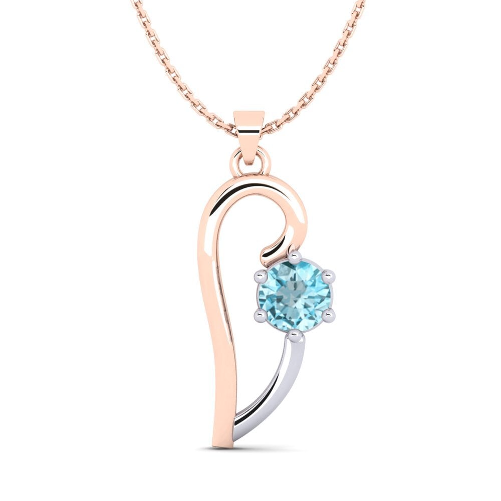 14ct Rose / White Gold Blue Zircon Women's Pendant Dalianis