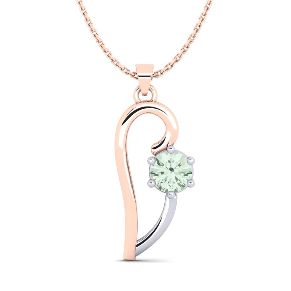 9k Oro Rosa & Blanco Amatista verde Colgante de Mujer Dalianis