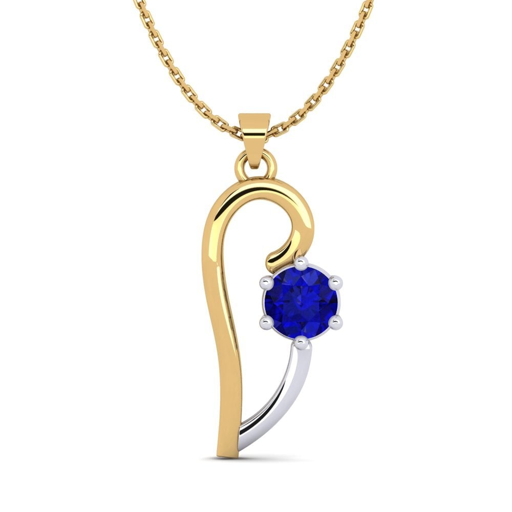 18k Oro Amarillo & Blanco Safiro (Creado en Laboratorio) Colgante de Mujer Dalianis