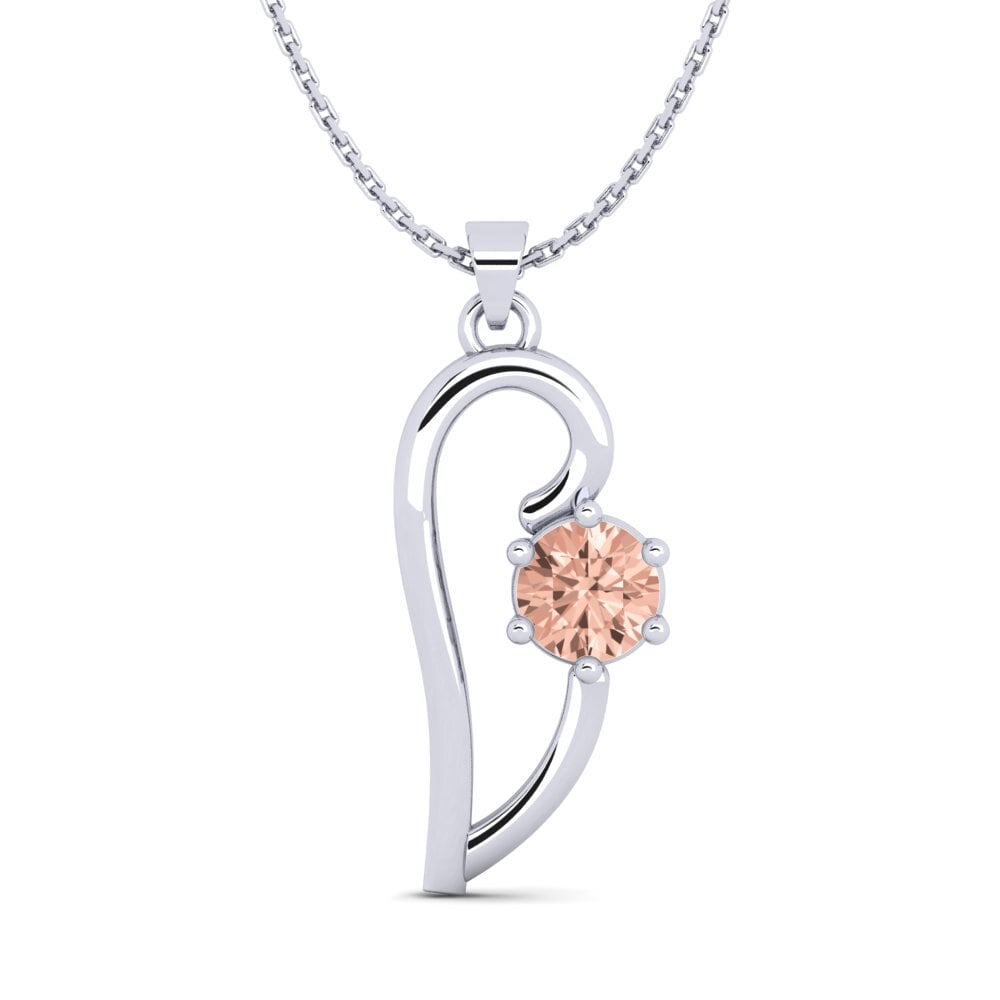 14k Oro Blanco Morganita Colgante de Mujer Dalianis