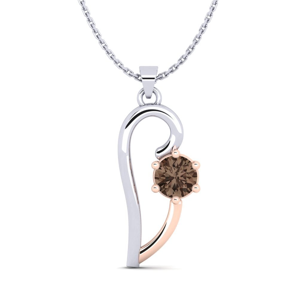 14k White & Rose Gold Smoky Quartz Women's Pendant Dalianis