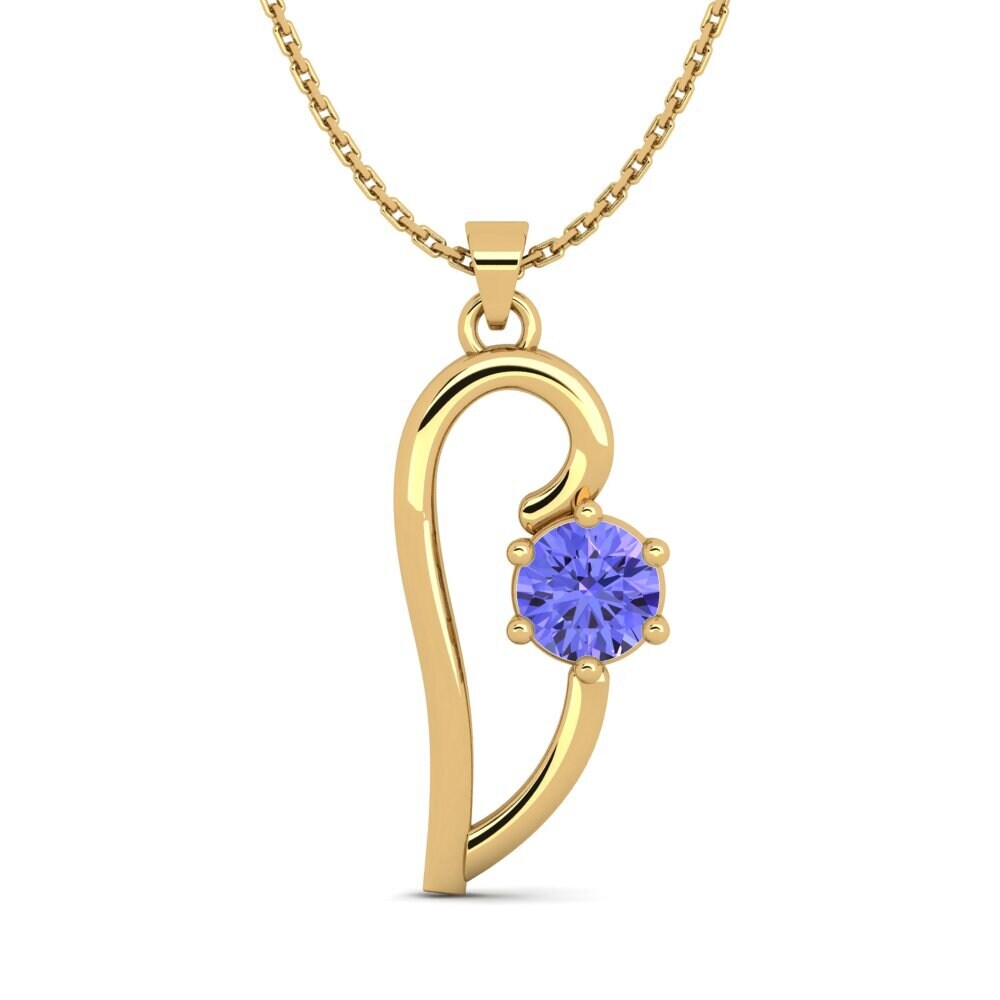 Gelbgold 585 Tansanit Damen anhänger Dalianis