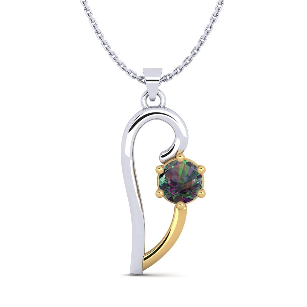 14k Oro Blanco & Amarillo Topacio Místico Colgante de Mujer Dalianis