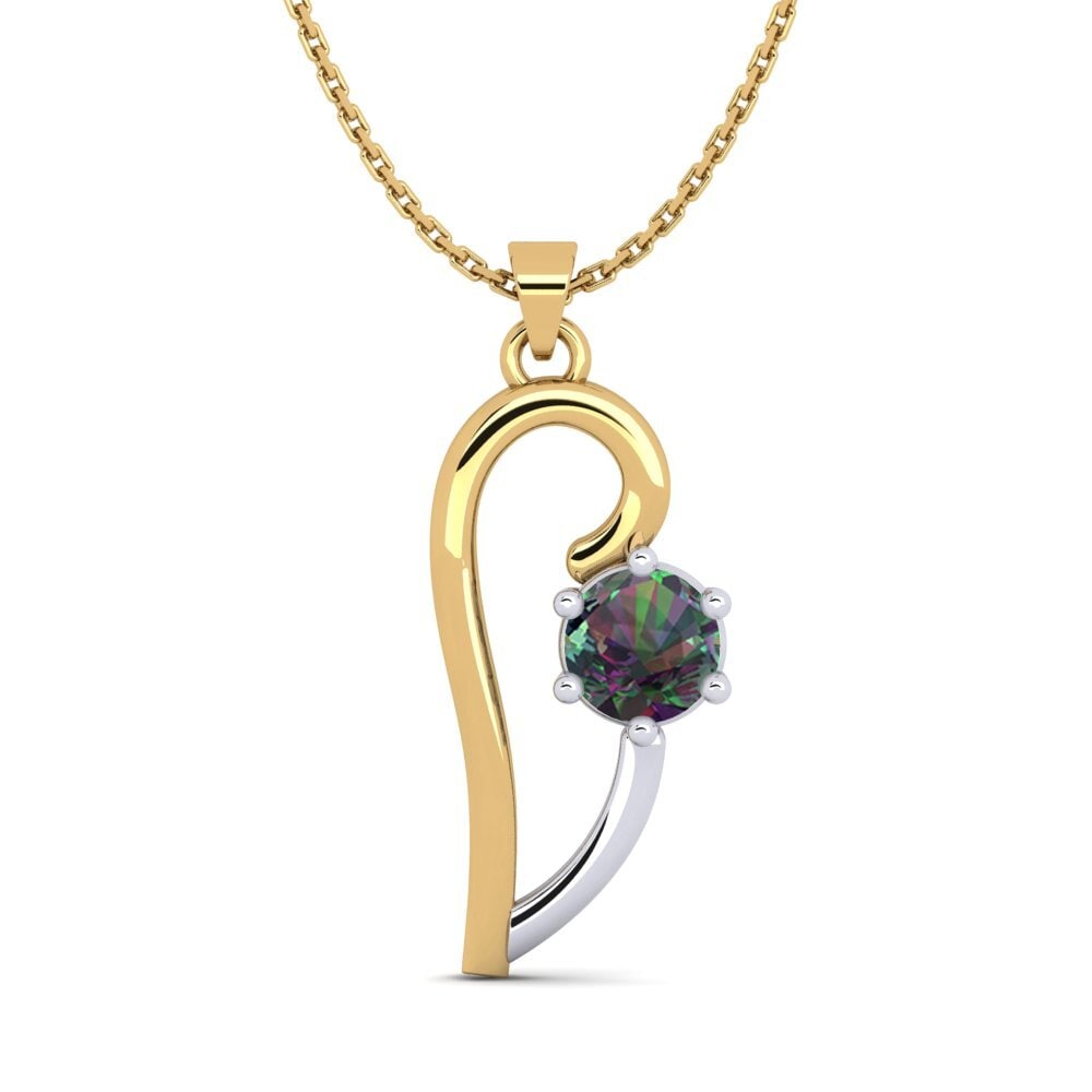 14k Oro Amarillo & Blanco Topacio Místico Colgante de Mujer Dalianis