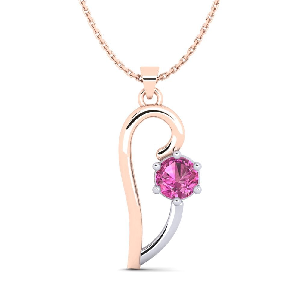 14k Oro Rosa & Blanco Topacio Rosa Colgante de Mujer Dalianis