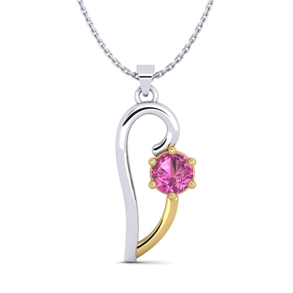 14k Oro Blanco & Amarillo Topacio Rosa Colgante de Mujer Dalianis