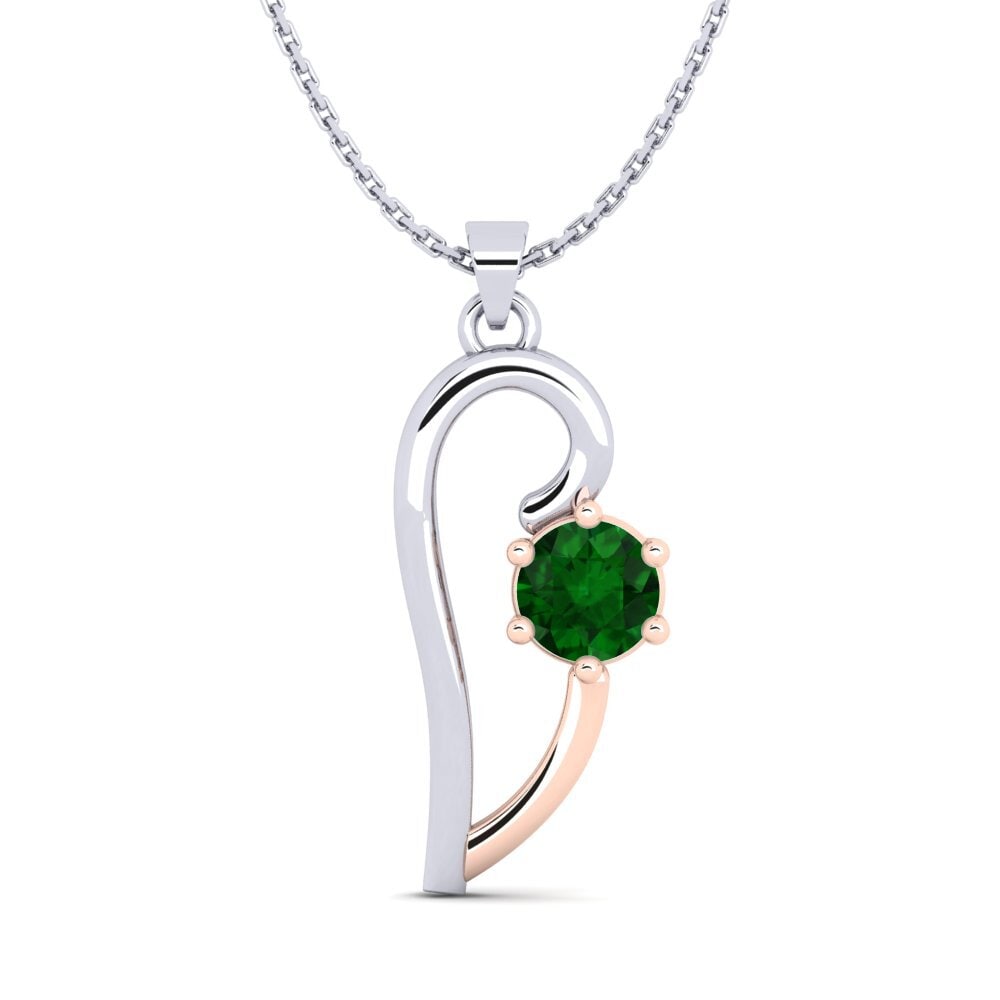 14k Oro Blanco & Rosa Tsavorita Colgante de Mujer Dalianis