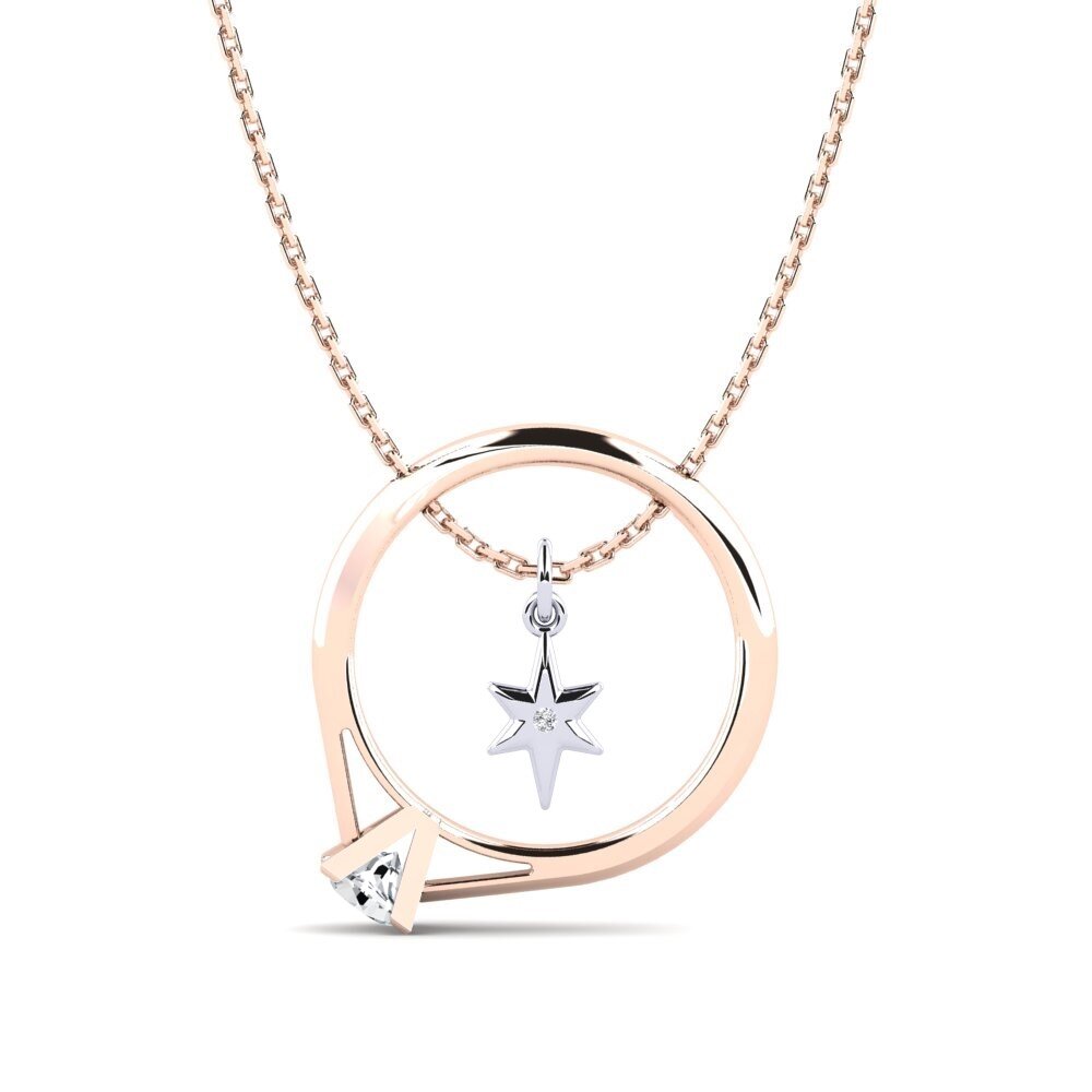 9k Oro Rosa & Blanco Circón Blanco Collar de Mujer Defoe