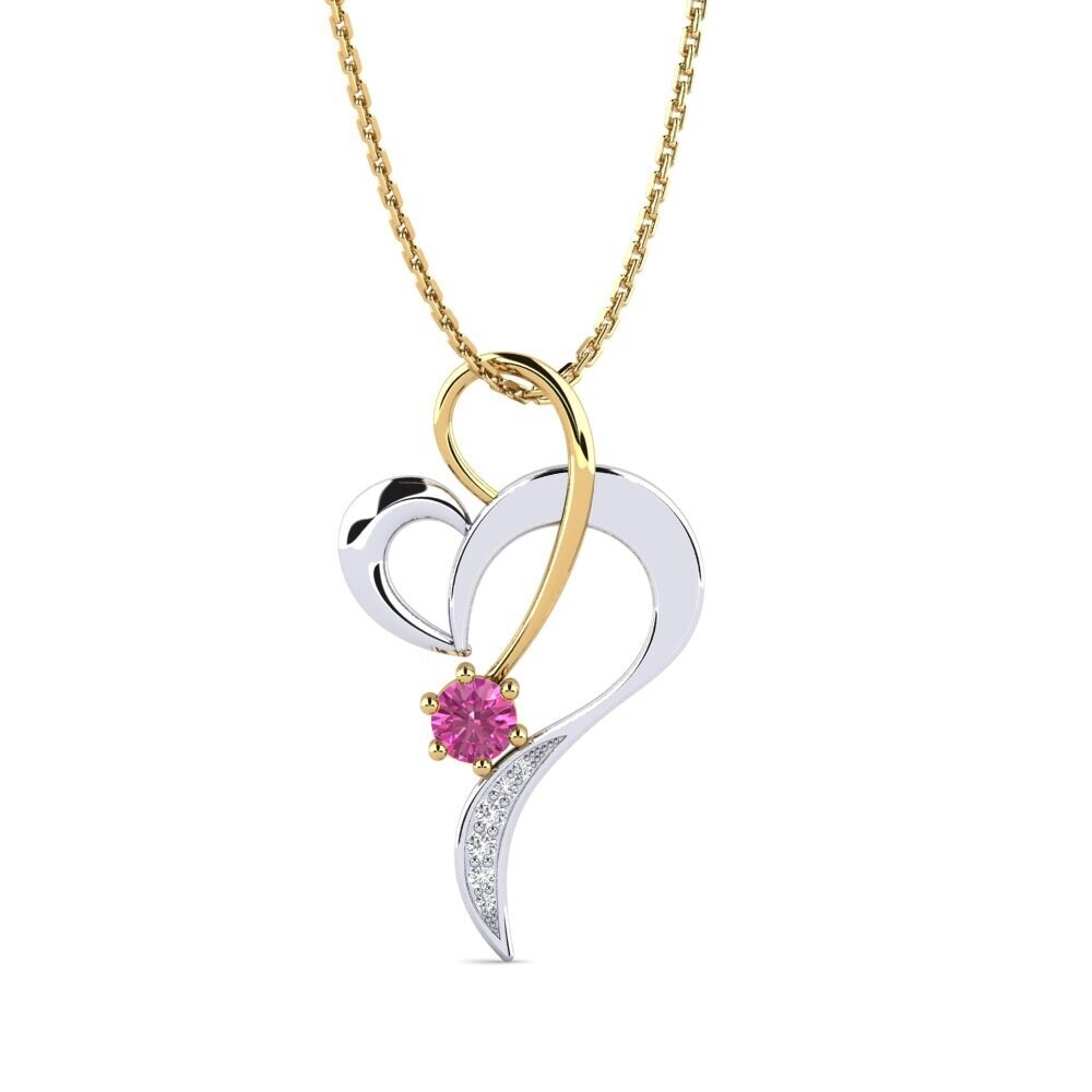 9k Oro Amarillo & Blanco Topacio Rosa Colgante de Mujer Diacid