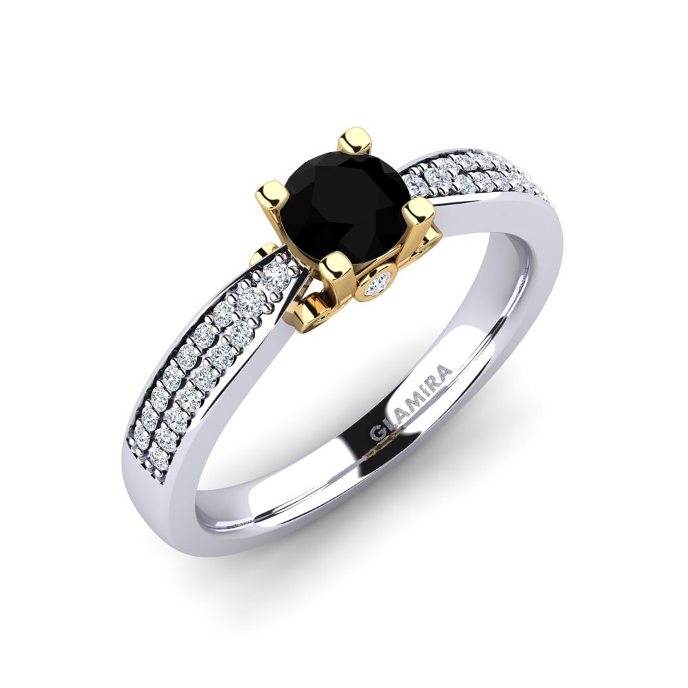 14ct White / Yellow Gold Black Diamond Engagement Ring Donielle