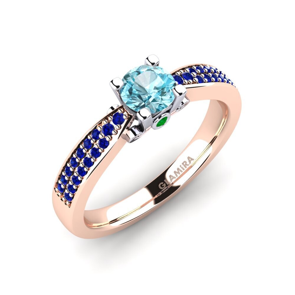 14k Oro Rosa & Blanco Circón Azul Anillo de compromiso Donielle
