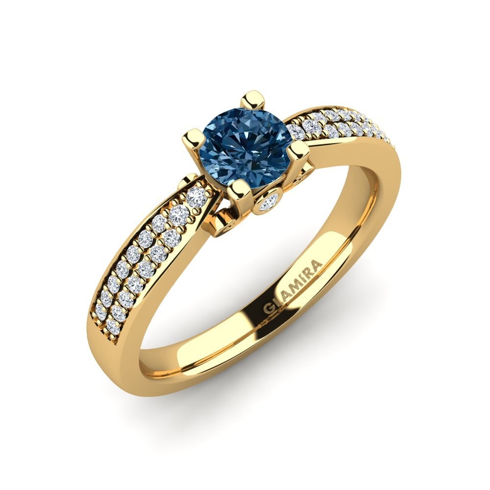 Or Jaune 585 Diamant Bleu Bague de fiançailles Donielle