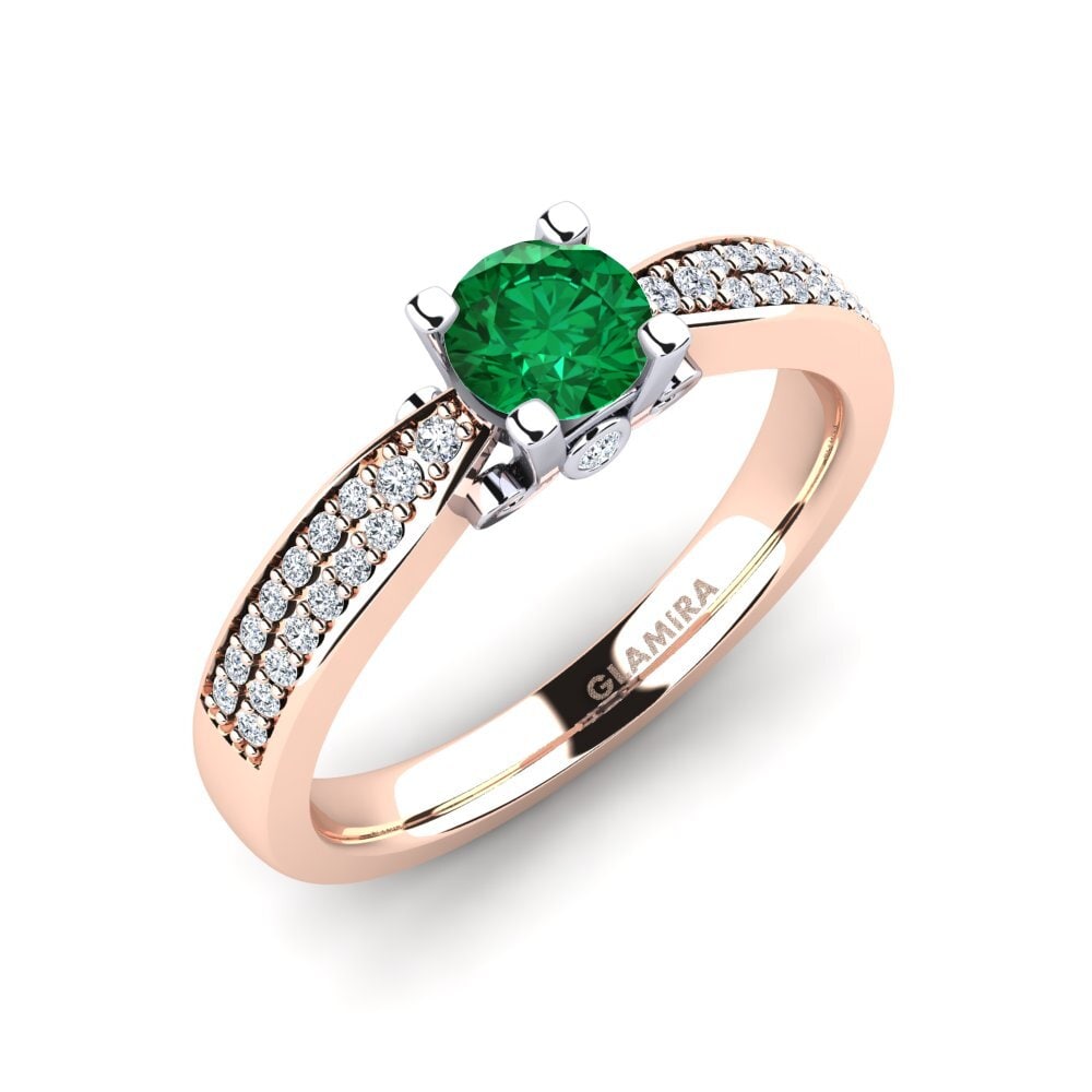 9ct Rose / White Gold Emerald (Lab Created) Engagement Ring Donielle