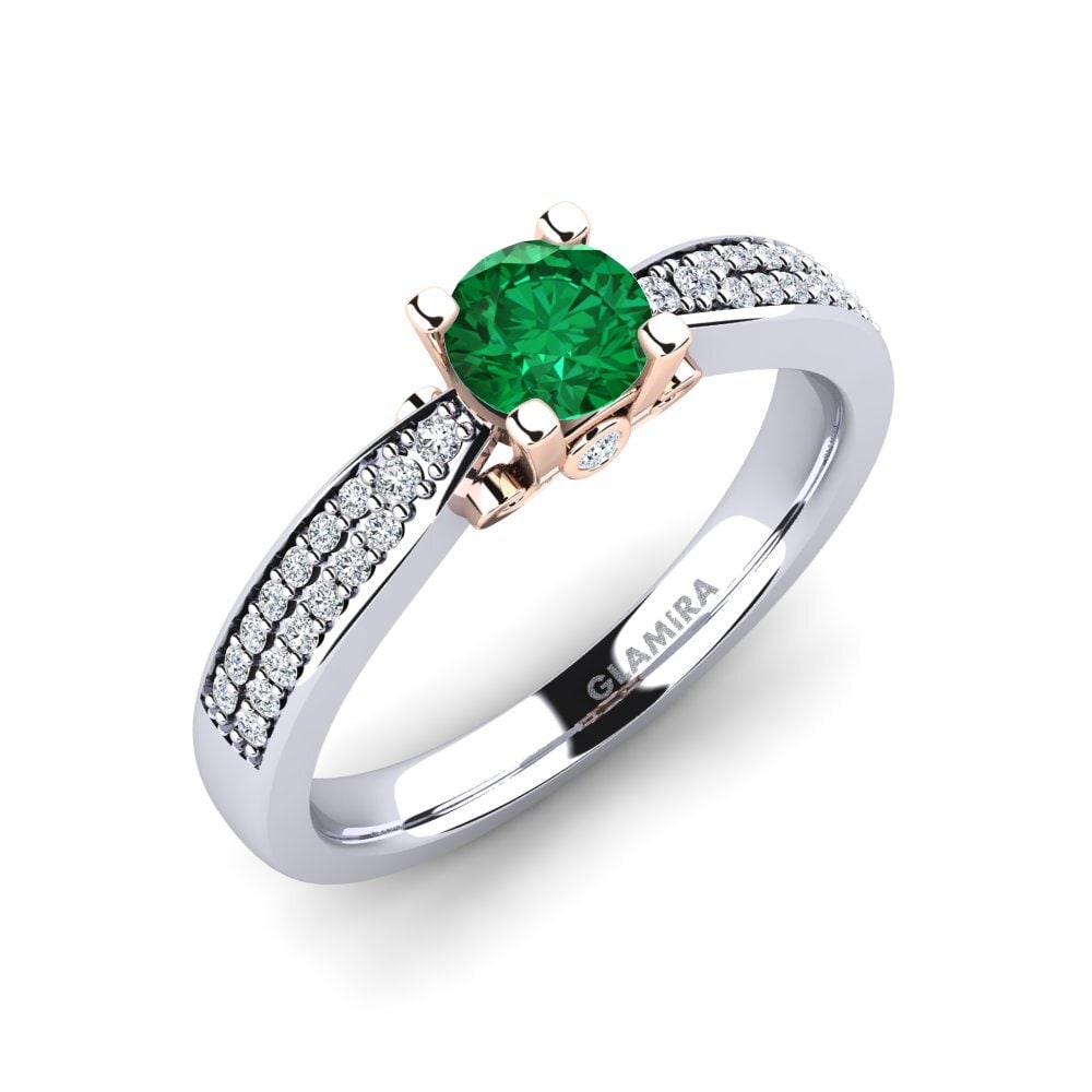 9ct White / Rose Gold Emerald (Lab Created) Engagement Ring Donielle