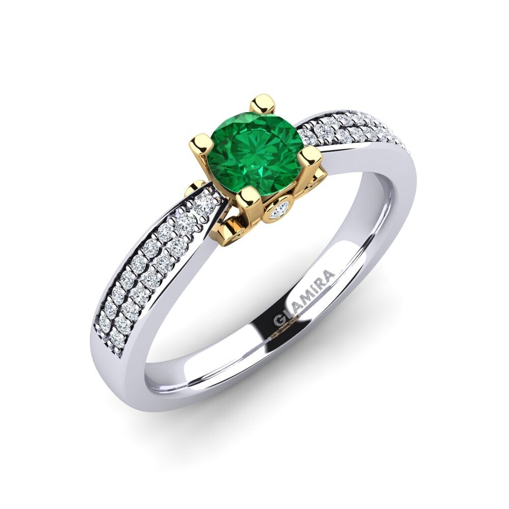 14ct White / Yellow Gold Emerald (Lab Created) Engagement Ring Donielle