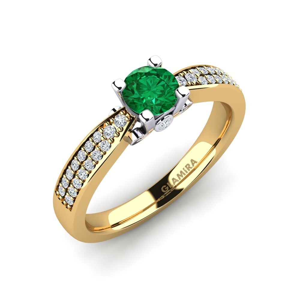 14ct Yellow / White Gold Emerald (Lab Created) Engagement Ring Donielle