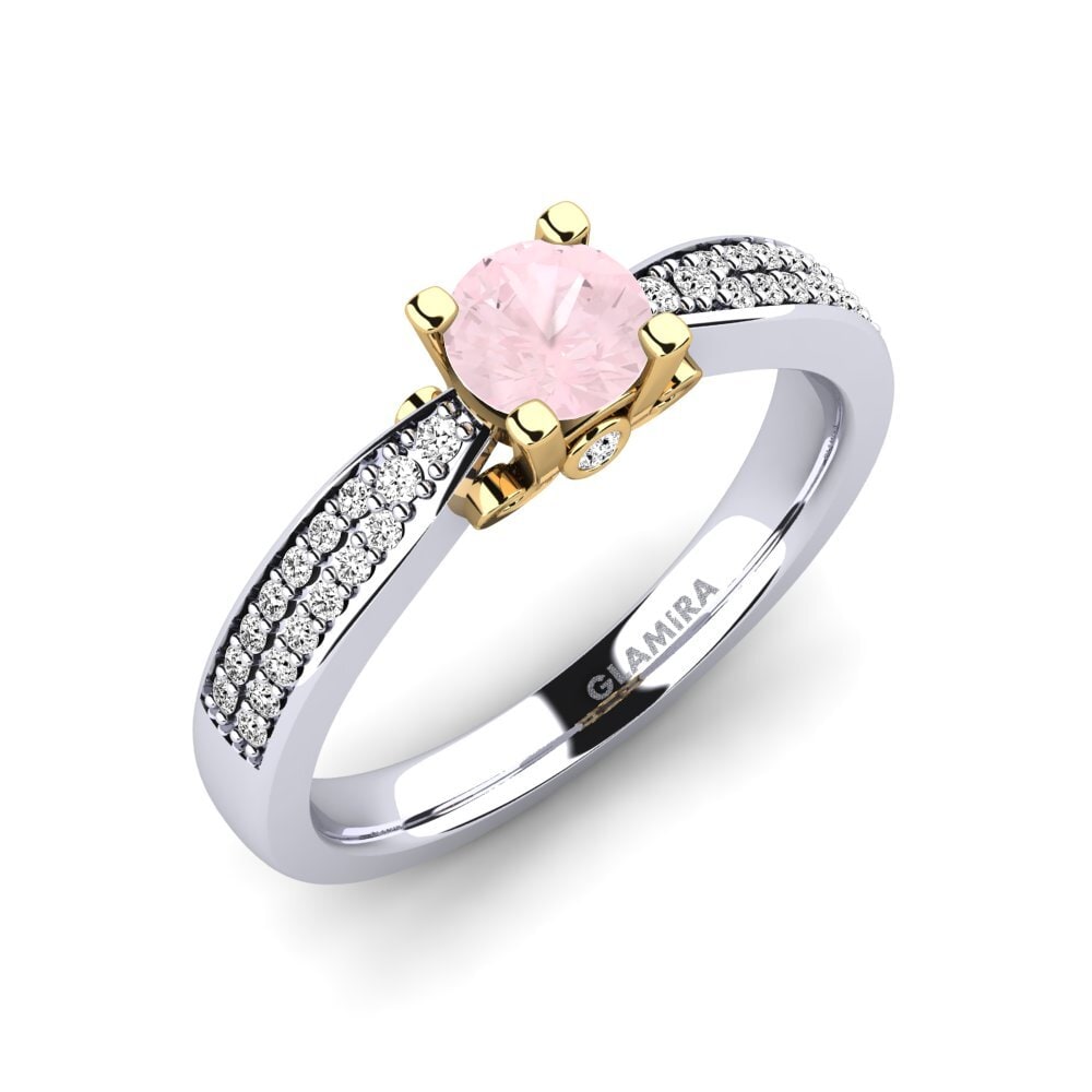 14ct White / Yellow Gold Rose Quartz Engagement Ring Donielle