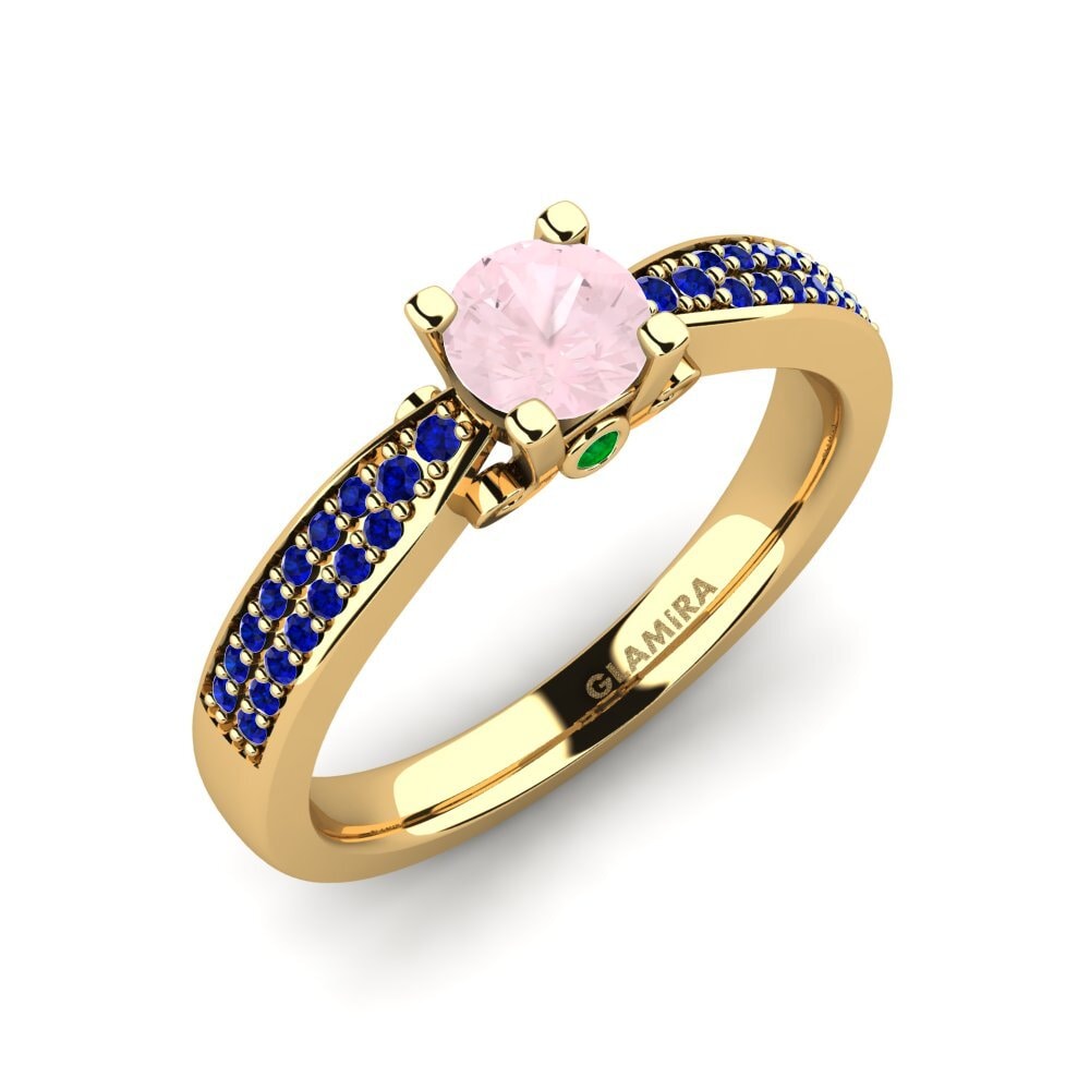 18K Yellow Gold Rose Quartz Engagement Ring Donielle