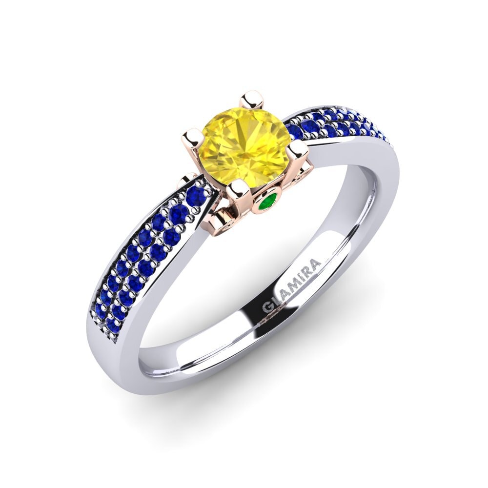 14K Wit & Rood Goud Gele Saffier Verlovingsring Donielle