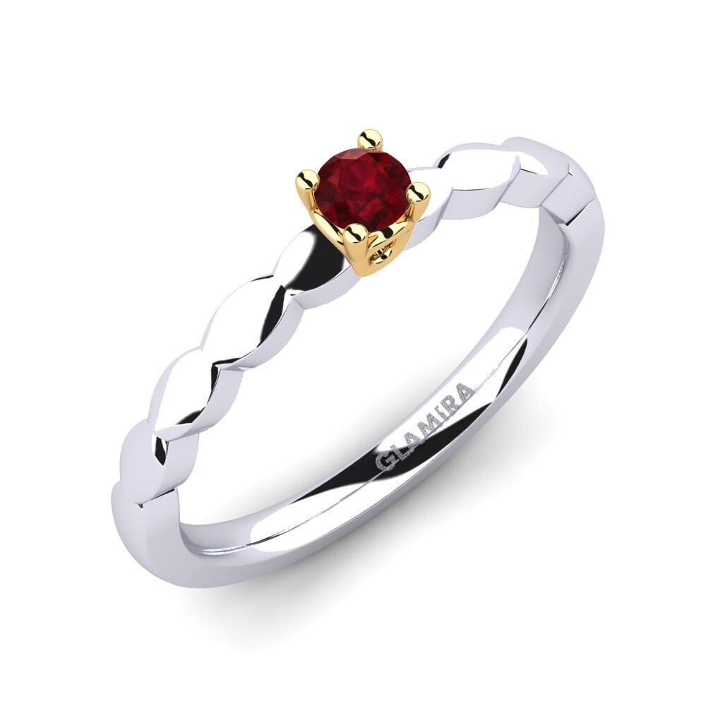 18ct White / Yellow Gold Ruby Engagement Ring Effie 0.1 crt