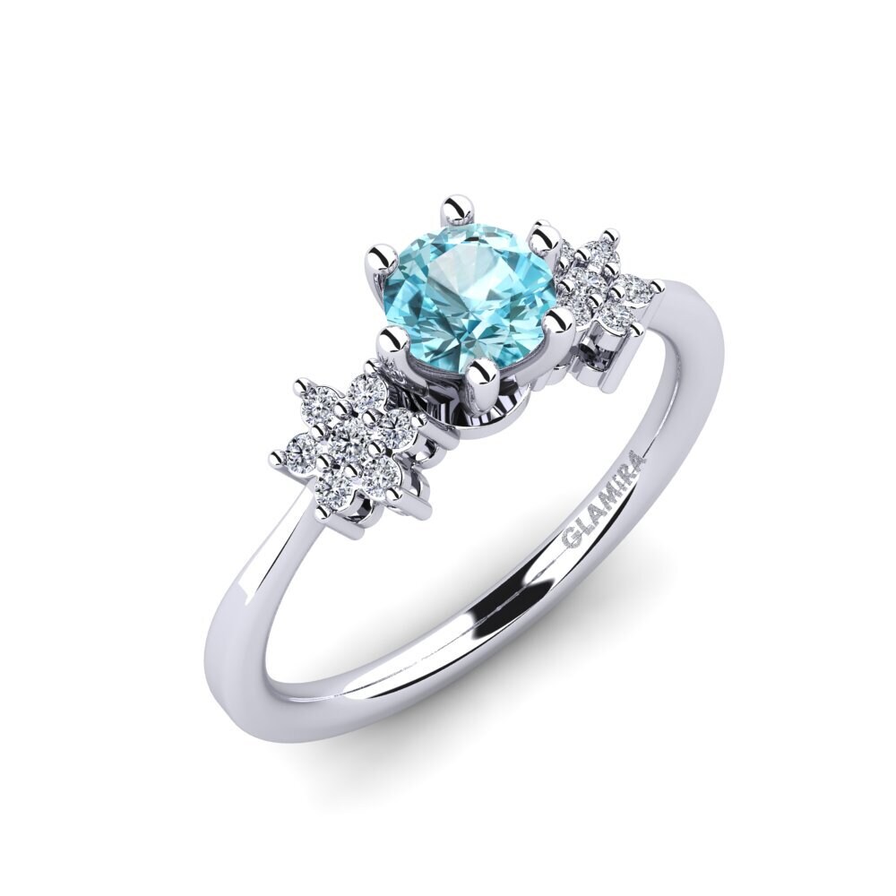 14ct White Gold Blue Zircon Engagement Ring Eila