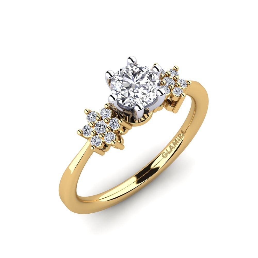 9k Oro Amarillo & Blanco Anillo de compromiso Eila