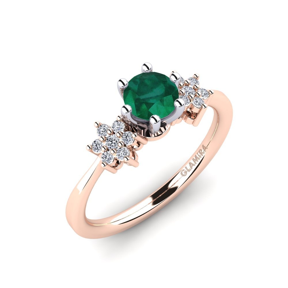 14ct Rose / White Gold Emerald Engagement Ring Eila